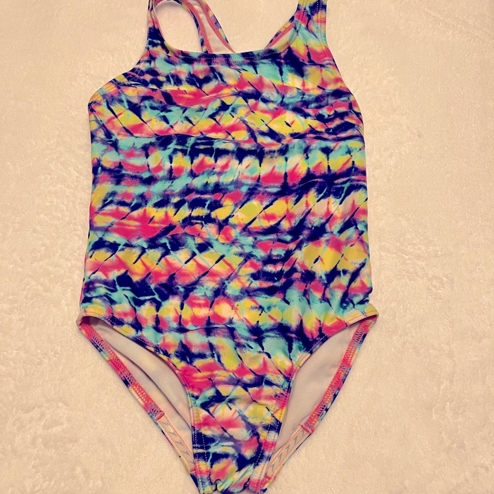 Speedo Girls One Piece Racerback Colorful Swimsuit Small